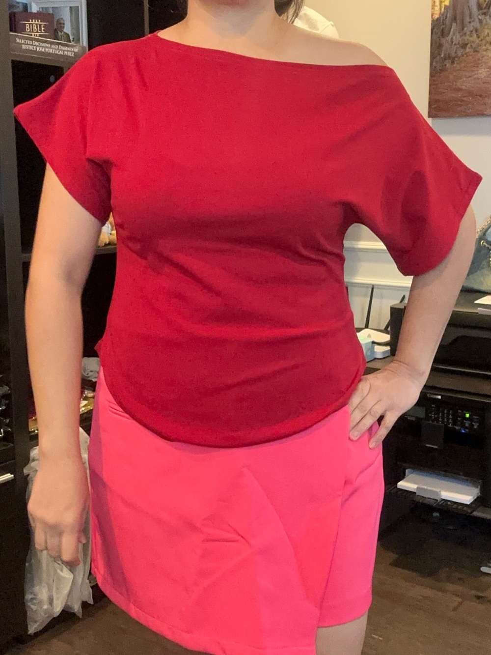 Women’s Off-Shoulder Red Top - Classic Short Sleeve from Shanaa Bangkok up to XL